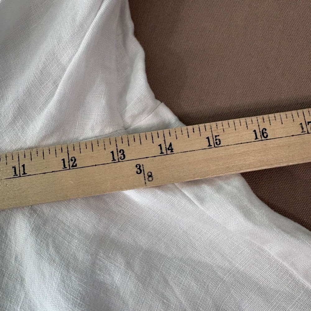 Camille & Co Pants Womens Medium White 100% Linen Wide Leg Raw Hem Boho Resort - Picture 8 of 9